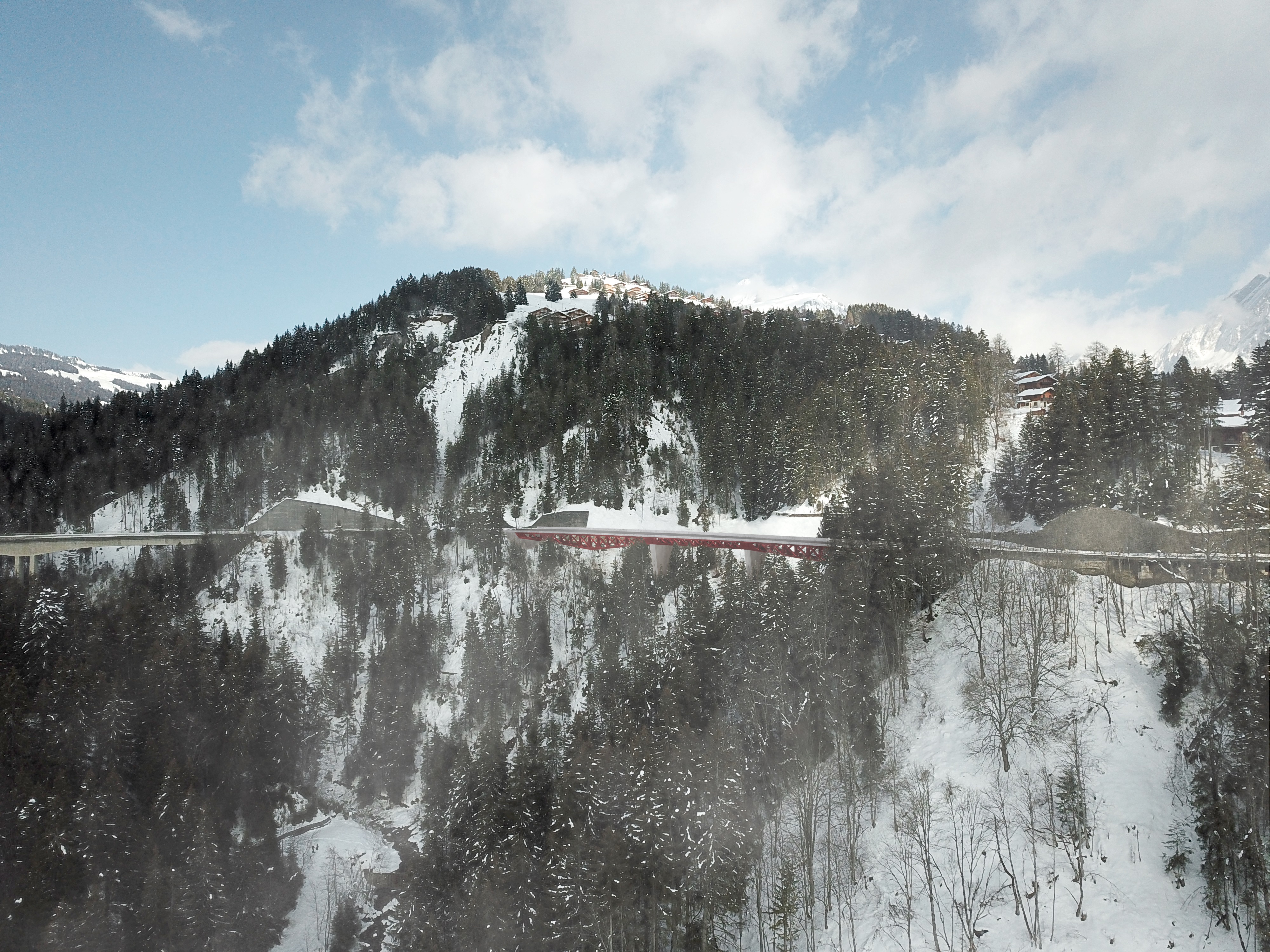 La construction du Pont de la Barboleuse, entre Villars et Gryon, a débuté